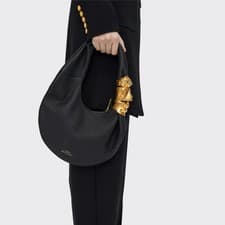 Designer Luxury Soufflé Bag Women Black Grained Leather Shoulder Handbag
